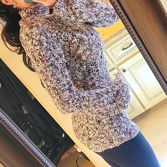 Bebe Cozy Multicolor Crocheted Sweater, L - Picture 6 of 15